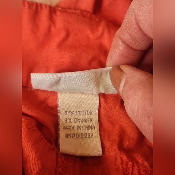 Lulu-B 10 Coral Red Full Length Roll Up Zipper Cargo Women’s Pants - Picture 13 of 14